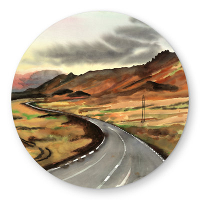 On the Road in Iceland - Contemporary Mountains Outdoor Rug