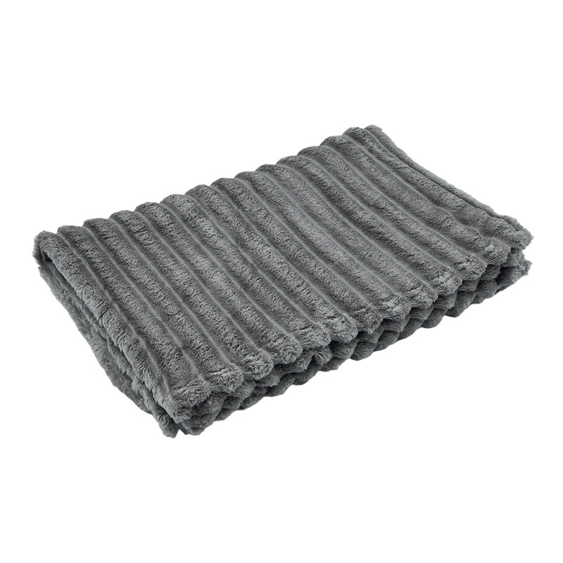 Machine Tufted Throw Blanket, 200cm x 150cm, Striped, Grey