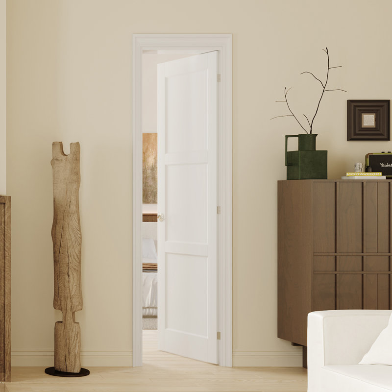 Interior Door Slab with Frame - Louvered White MDF Door, Prehung-Style Door Kit with Pre-installed Hinges, Locking Silver Handle Included, No Pre-drilled Holes