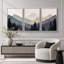 «Sun Mountain Landscape», œuvre abstraite de forêt neutre, images murales minimalistes modernes, impression sur toile encadrée, 3 pièces-119460502-75848174-75848177