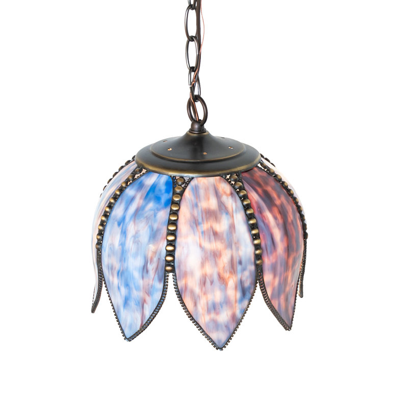 Mini-luminaire suspendu 10 po de large tulipe, Mauve / bleu / brun