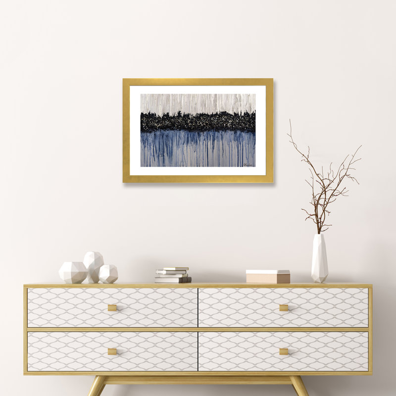«Melting Ice» par Nikki Chauhan - reproduction d'art, H 24 po x l 32 po x P 1 po, Papier encadré doré