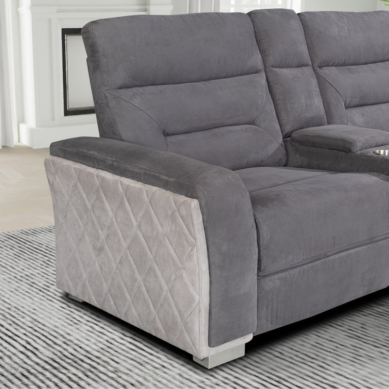 Canapé modulaire contemporain avec rangement à 5 consoles contemporain blanc et gris