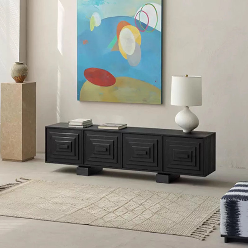 Meuble télé rétro de style zen, H 25,59 po x L 70,86 po x l 19,29 po