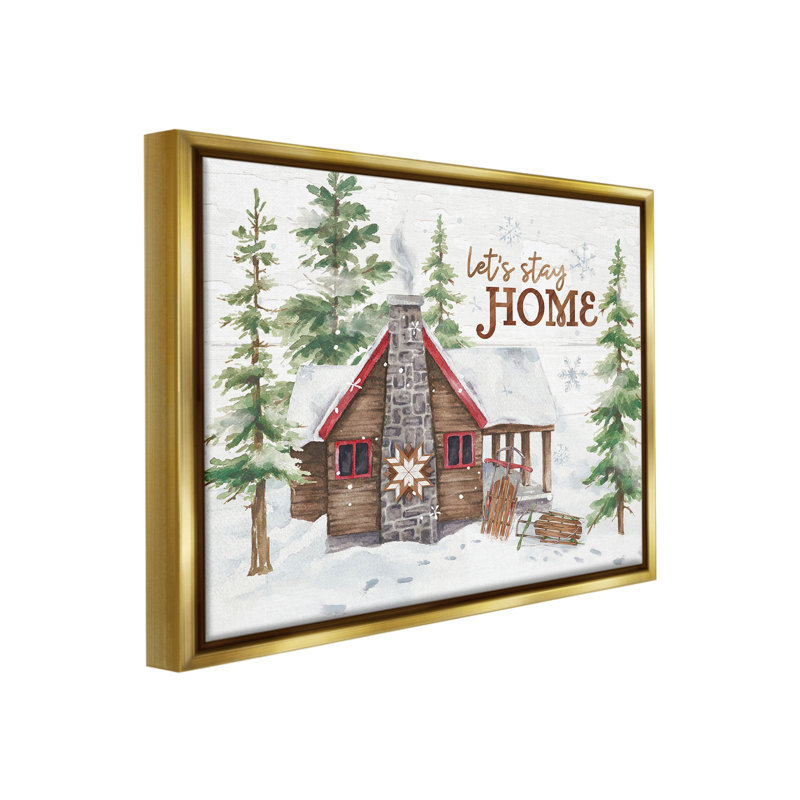 «Cozy Winter Cabin Expression» par Courtney Morgenstern sur, Cadre flottant métallique doré, H 25 po x l 31 po