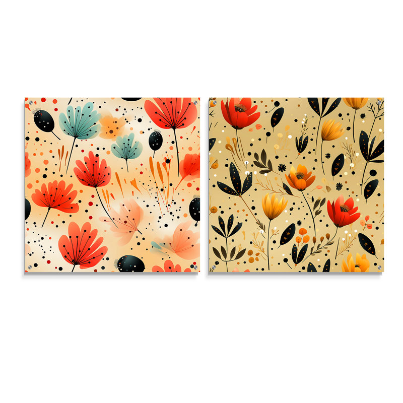 Garneau - Ensemble de 2 verres muraux abstraits en acrylique, H 16 po x l 33 po
