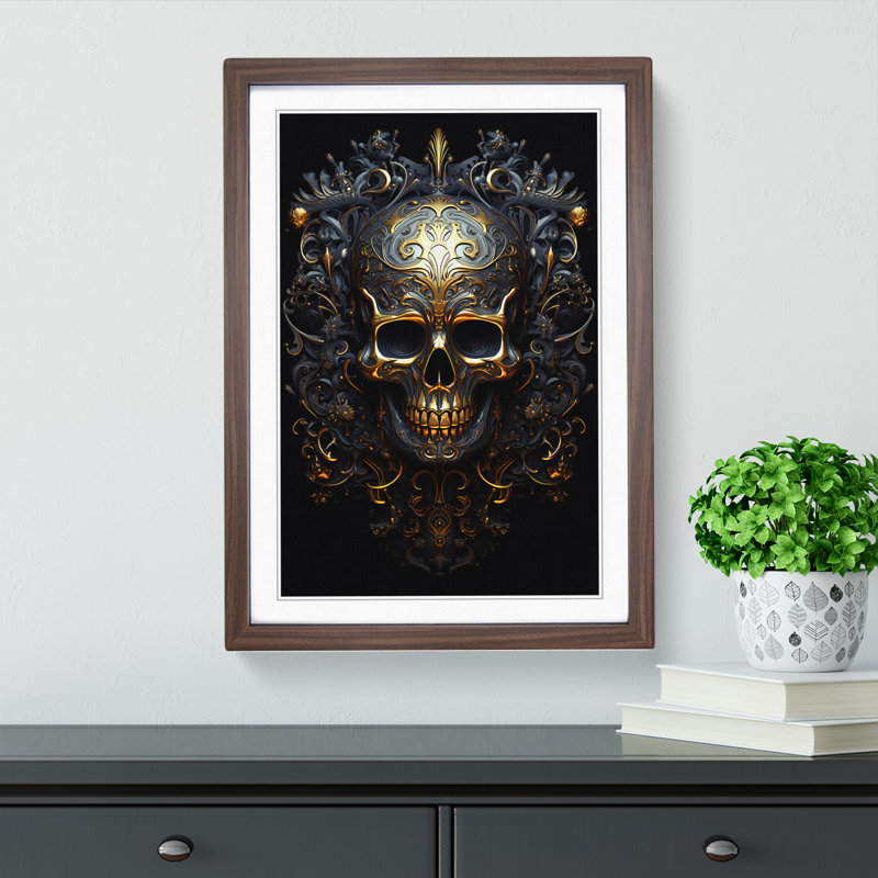 Skull Informel - Framed Print, Walnut , 64cm H x 46cm W x 2cm D