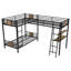 Lit superposé en L avec lit mezzanine avec bureau et tablette