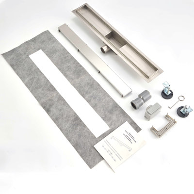 2 In 1 Tile Insert Linear Shower Drain, 304 Stainless Steel Odor Proof Floor Drain Set