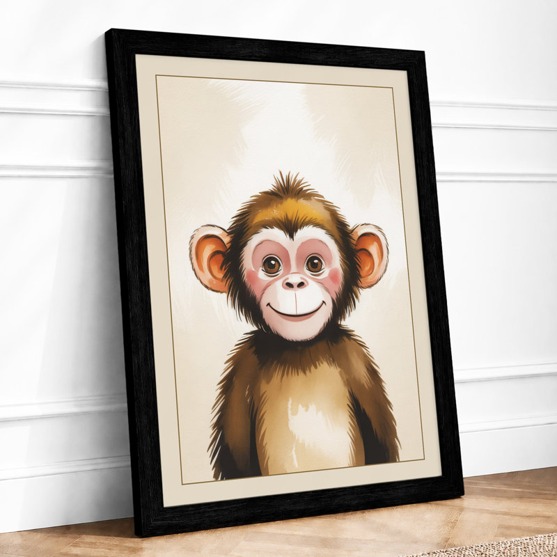 Chimpanzee Gaze Modern - Framed Print, A2 - 59.4 x 42.0 cm, Black