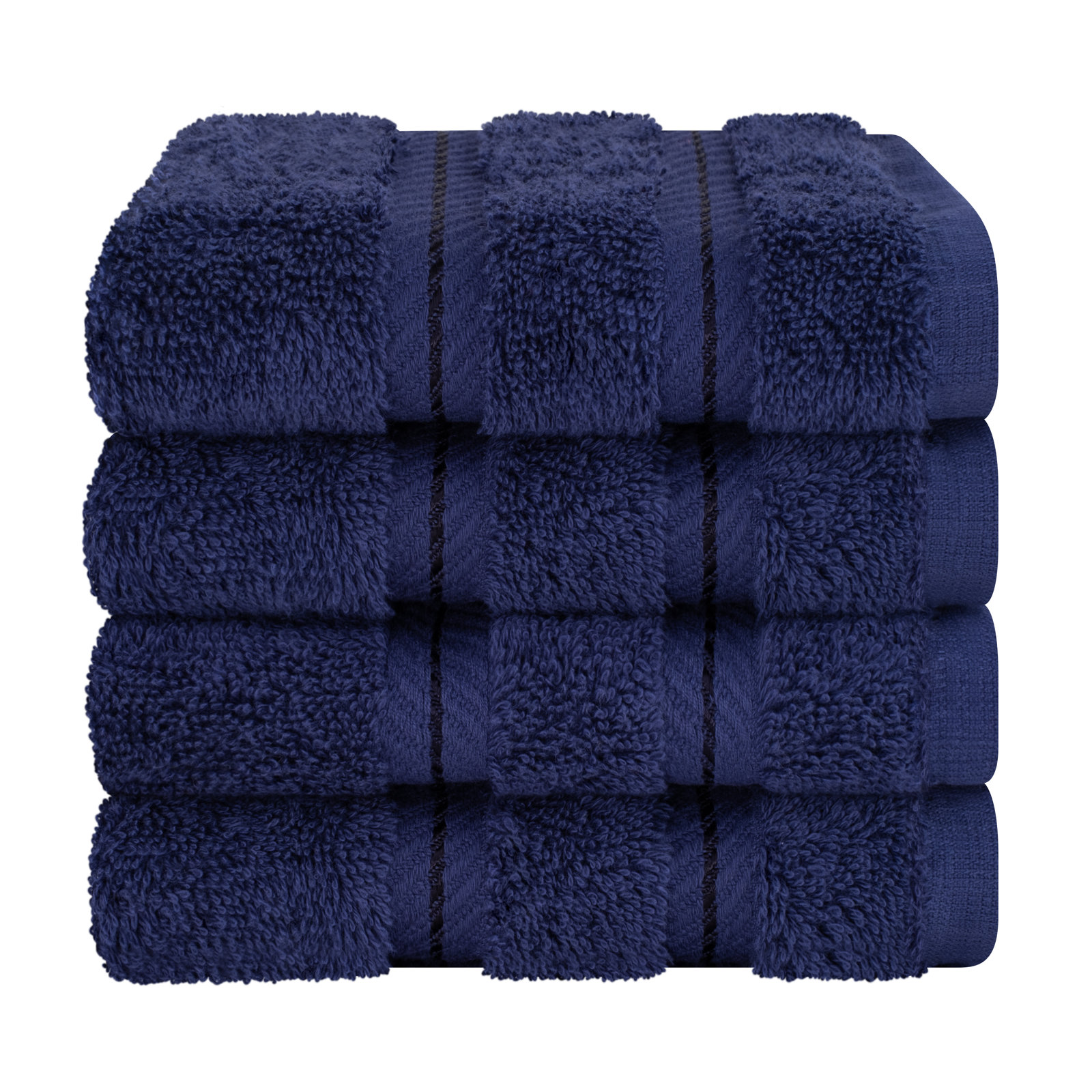 Darcelle 100% Cotton 4-Piece Turkish Washcloth Set, Navy Blue