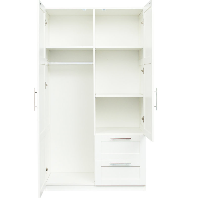 Armoire haute et armoire de cuisine de couleur blanche - 2 portes, tiroirs, 5 rangements, panneau de particules de 15 mm, dossier de 3 m, espaces de rangement lisses, longue durée, facile à balayer