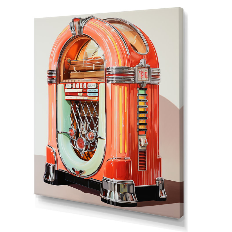 Minimalist Jukebox Melody 1 - Jukeboxes, art mural, Toile tendue, H 32 po x l 16 po x P 1 po
