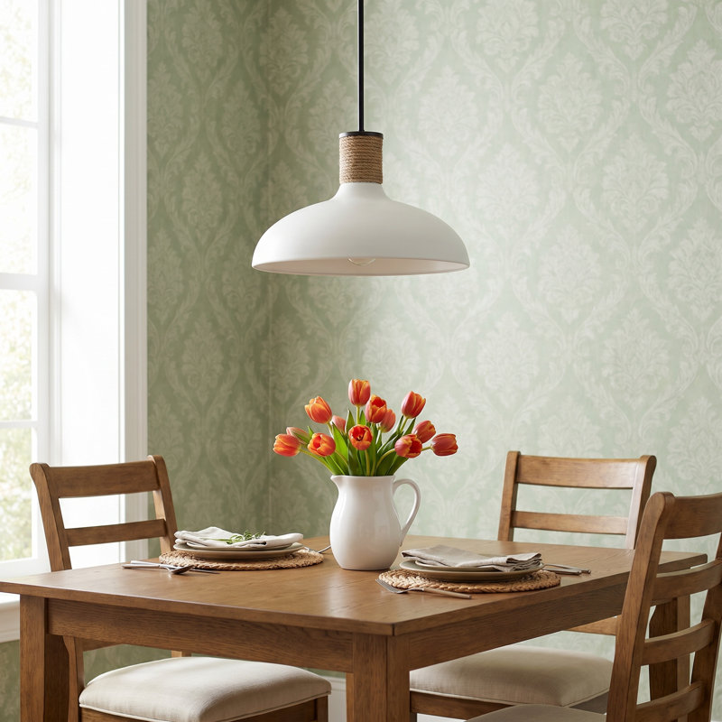 Gwenelle 1 - Light Dark Pewter/Natural Single Pendant