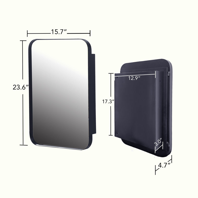 Bathroom Storage Cabinet with Mirror, Matte Black