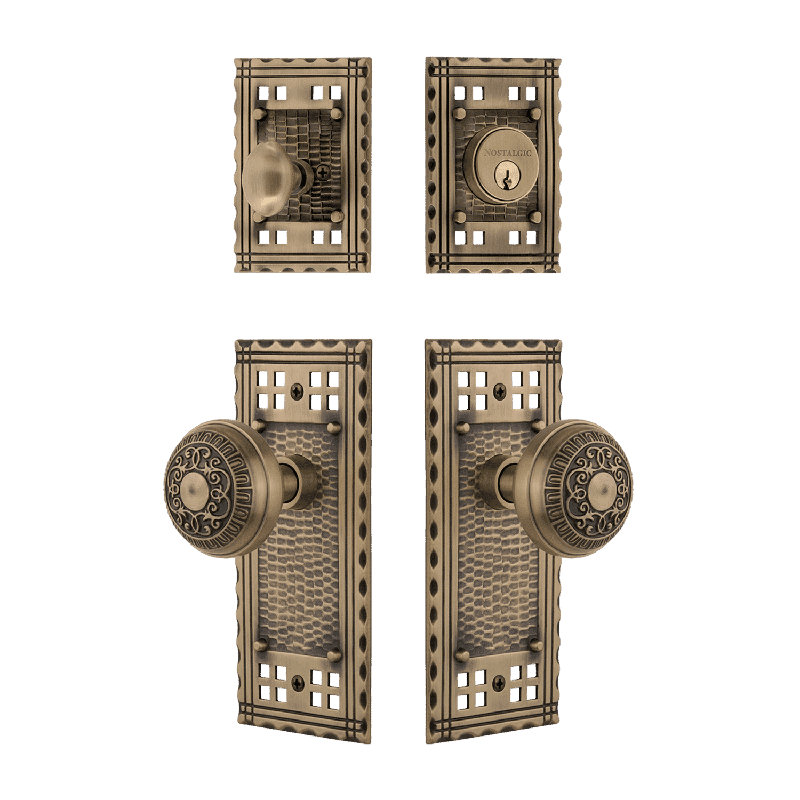 Ensemble d'entrée Nostalgic Warehouse Craftsman avec bouton œuf et fléchettes, Laiton antique, 2.75