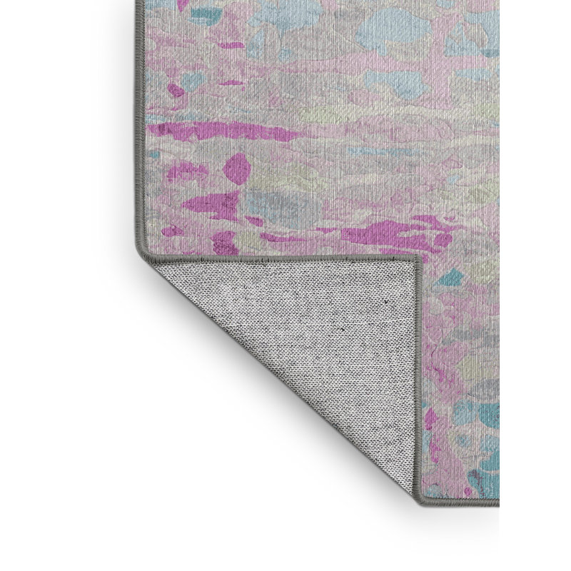 Tapis gris lavable à la machine, Rond 8 pi