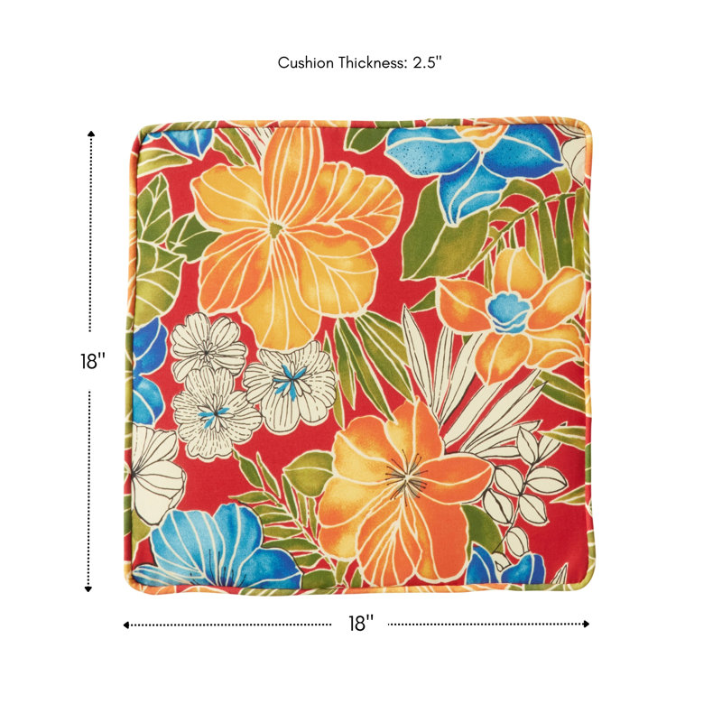 Outdoor Dining Chair Seat Pad, Aloha Red