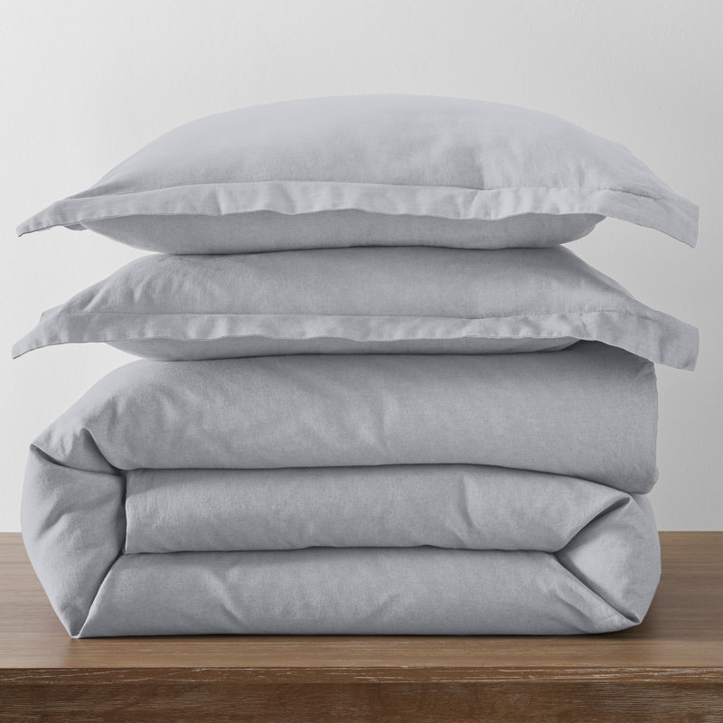 Jeffen Linen Blend Duvet Set, Full/Queen Duvet Cover + 2 Standard Shams, Ivory