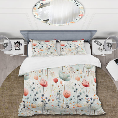 Floral Duvet Cover Set - Enchanted Gardens Polka Dots Pattern II
