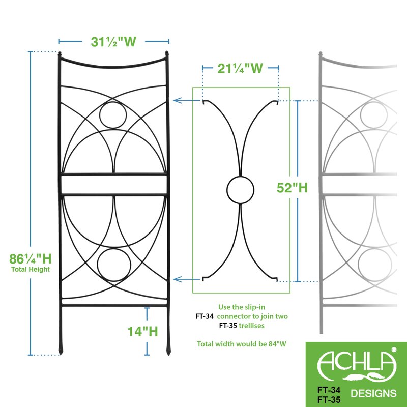 ACHLA 86.25'' H x 31.5'' W Metal Lattice Panel Trellis | Wayfair