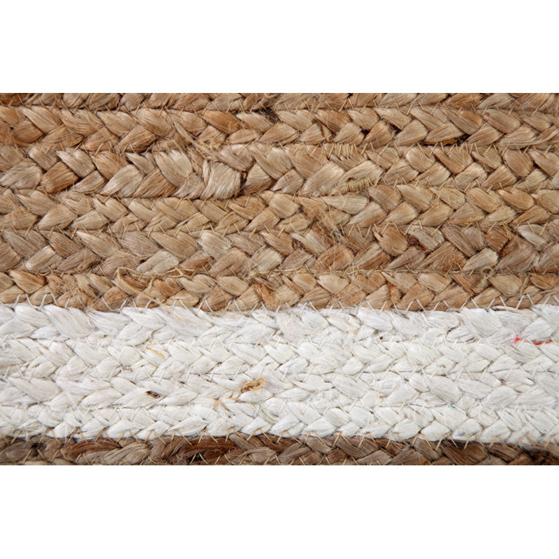 Foster Striped Jute / Sisal Hand Woven Area Rug, Round 90cm