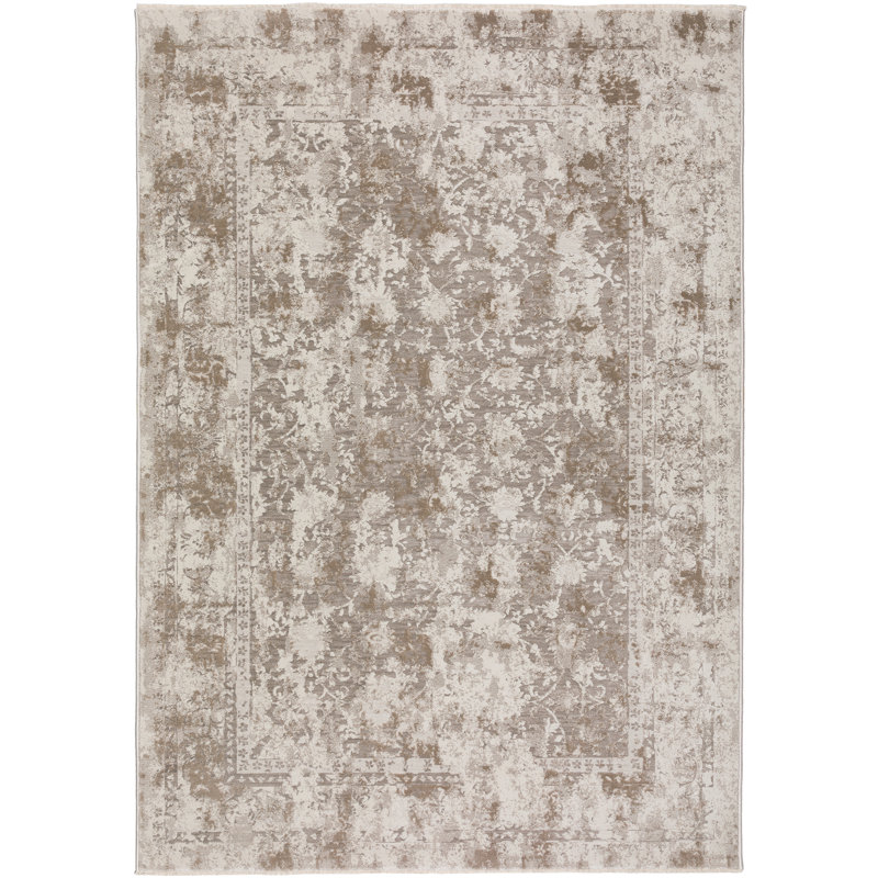 Tapis brun / gris tissé à la main à motif abstrait Hachmann, Rectangle 7 pi 10 po x 10 pi
