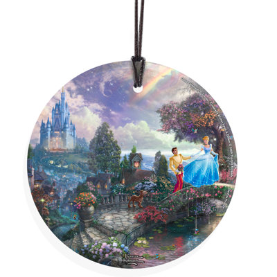 Thomas Kinkade (Cinderella Wishes Upon A Dream) Hanging Glass Print