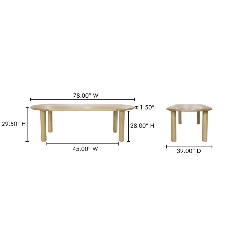 Milo Oval Dining Table, 78" L x 39" W