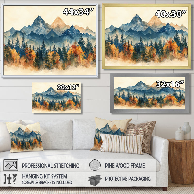 «Giacobbe Mountain Forest Pine Tree Roots IV», art mural montagnes, H 28 po x l 60 po, Reproduction avec cadre flottant, Noir