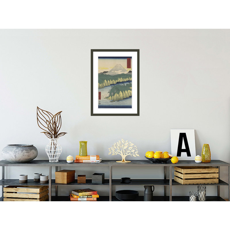 «The Lake in Hakone» par Andô Hiroshige - impression giclée encadrée, H 29,5 po x l 21,48 po