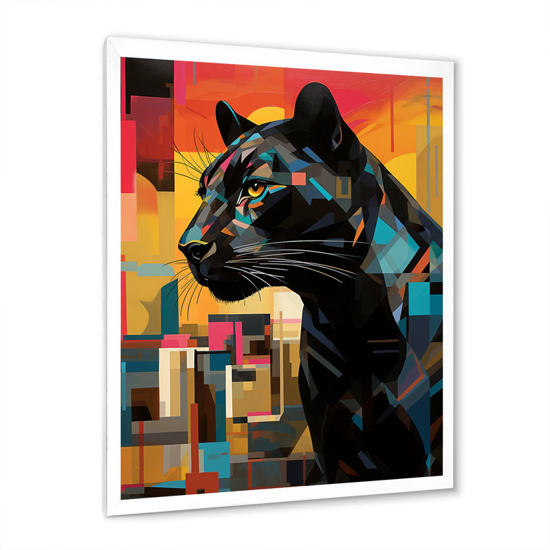 Popart sur fond noir et orange, H 32 po x l 24 po x P 1 po, Cadre photo blanc