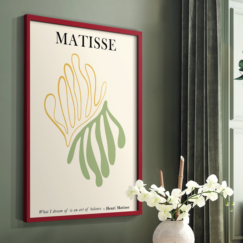 Matisse CDL XXXV, reproduction encadrée - bois massif, Cadre simple rouge, H 10 po x l 8 po