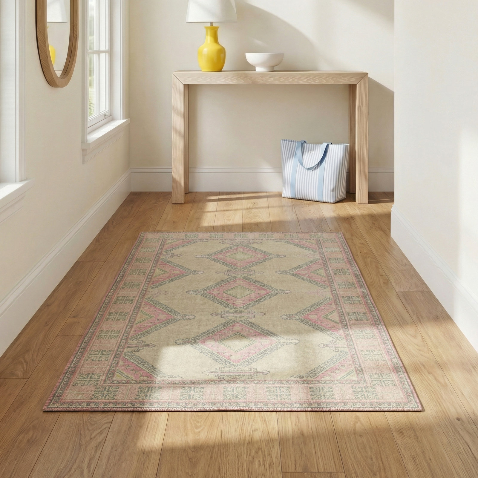 Aldona Pink Brown Oriental Rug, Rectangle 3'3" x 5'