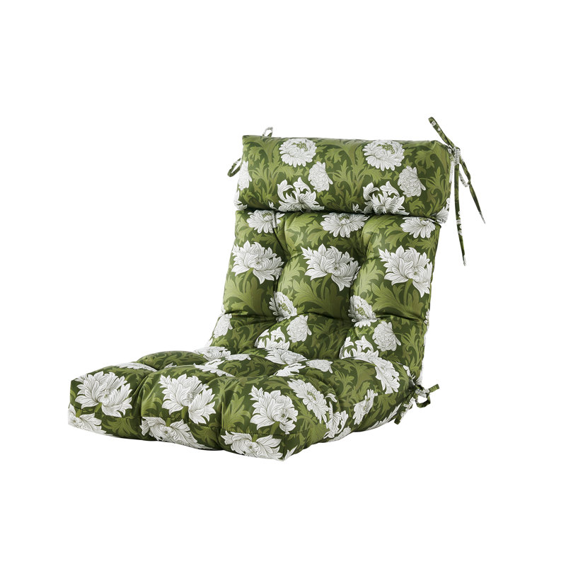 Coussin de dossier / siège d'extérieur, Motif floral vert / blanc