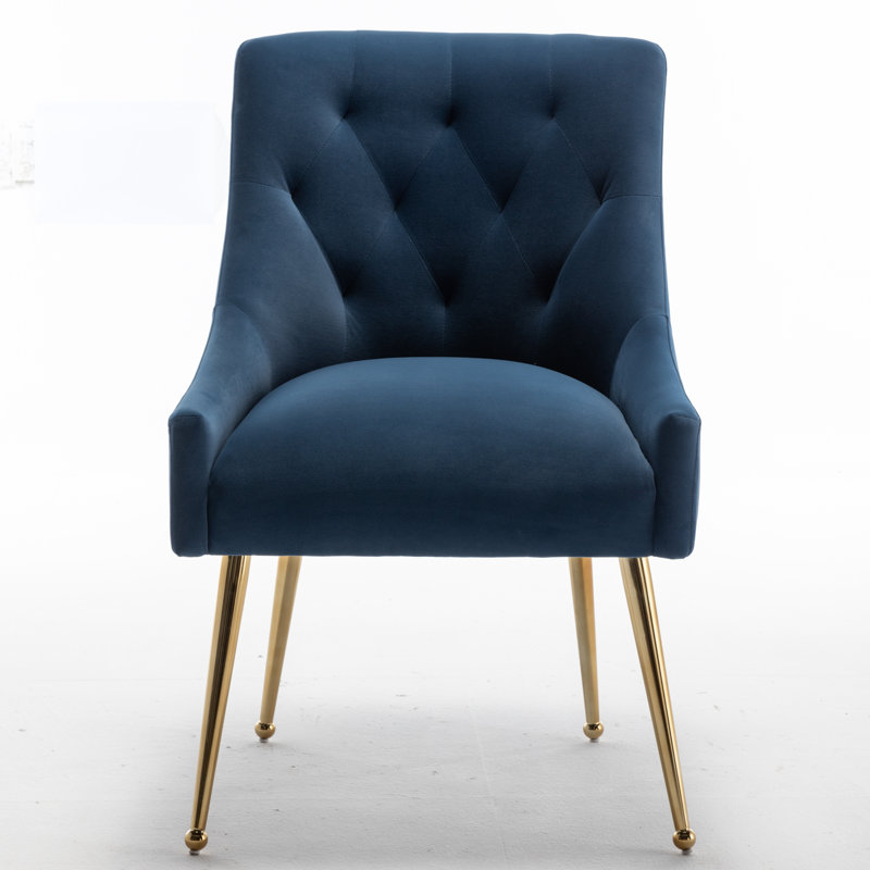 Baudel 19.6'' H Tufted Velvet Upholstered Side Chair, Navy 