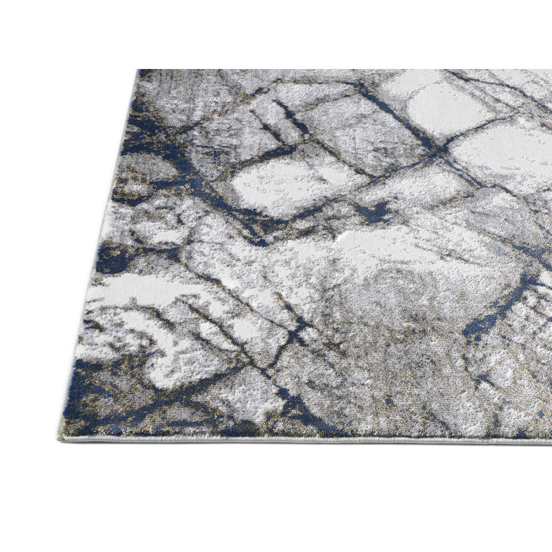 Tapis de couloir doré et bleu 2 pi x 7 pi 952, Rectangle 7 pi 8 po x 10 pi