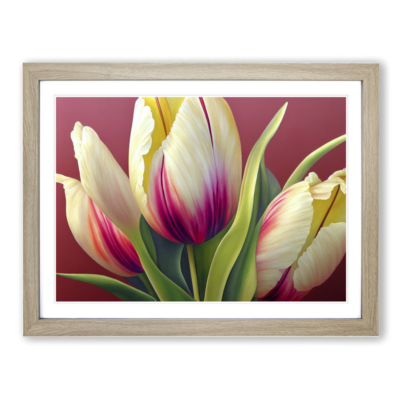 Dazzling Tulip Flowers - Framed Print, Oak, 25cm H x 34cm W x 2cm D