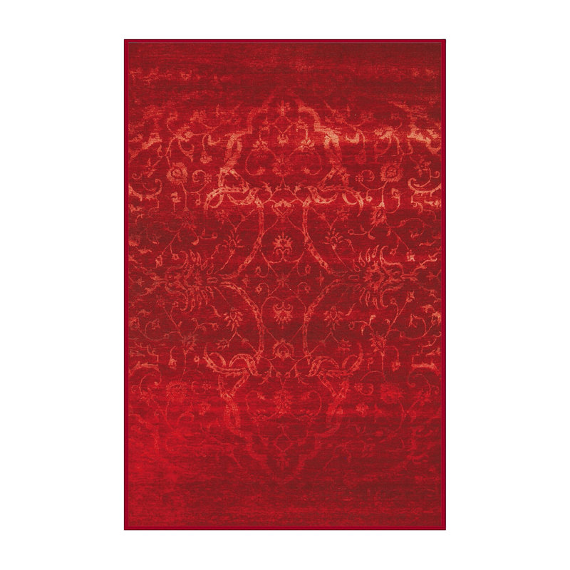 Tapis rouge à motif floral, Rectangle 8 pi x 10 pi