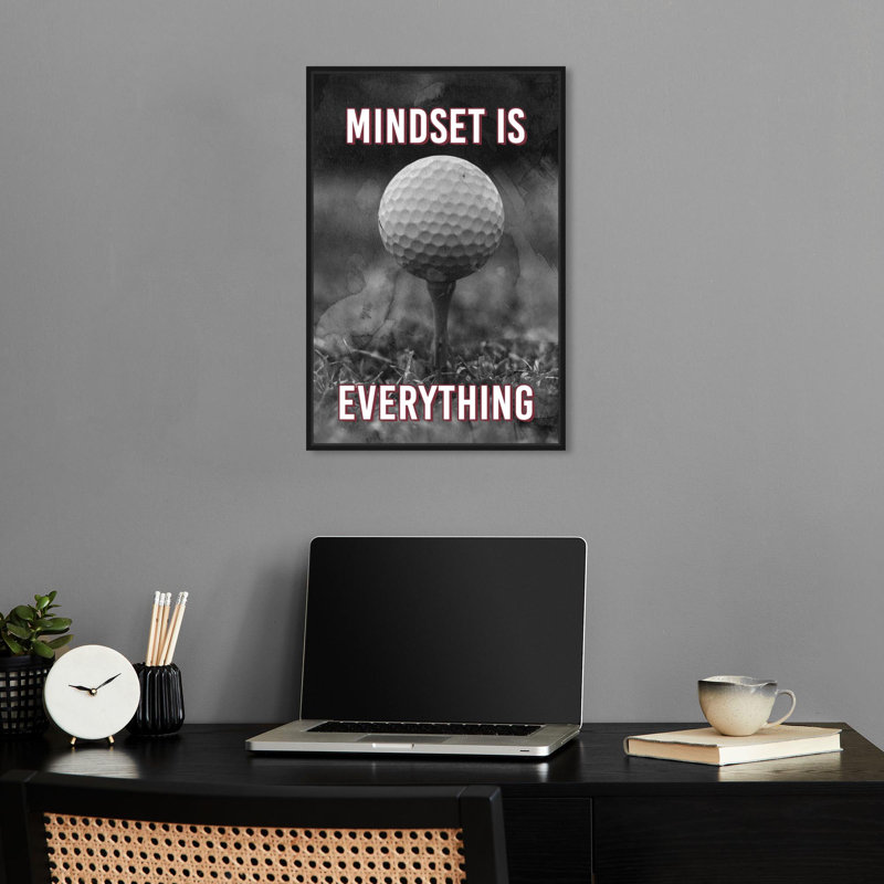 «Mindset is Everything Golf», reproduction d'art sur toile par Notoriart, Cadre noir, H 16 po x l 11 po
