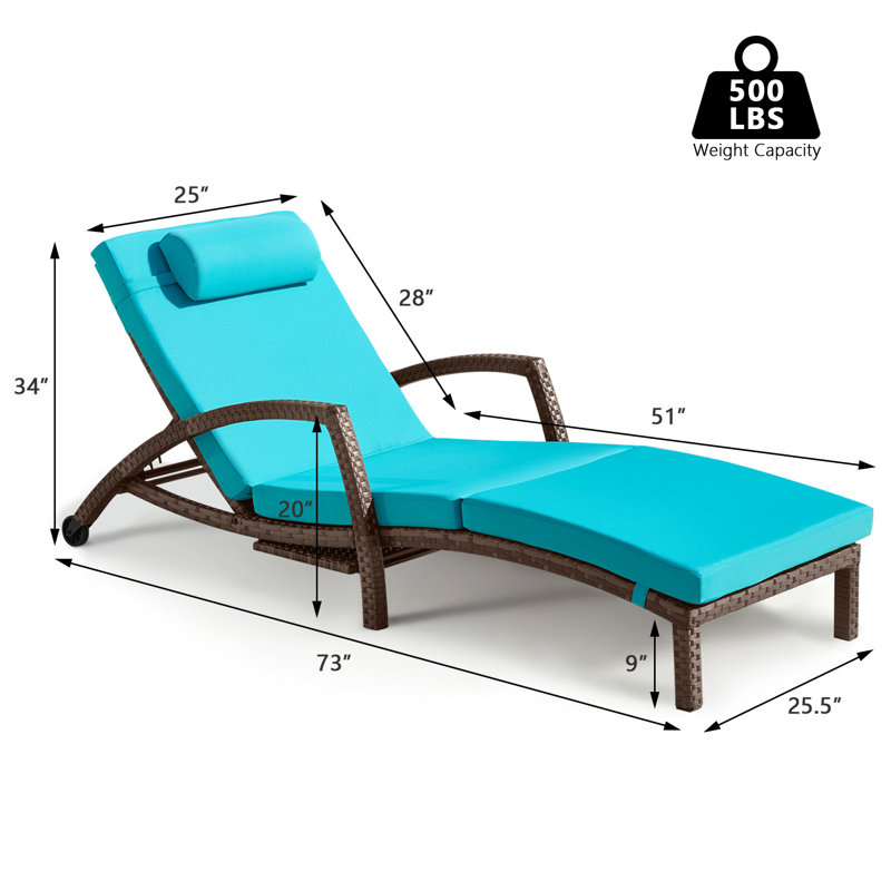 Chaise longue d'extérieur Sobiya, Bleu, Brun