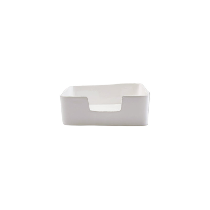 Melamine Lastra White Napkin Holder, 3.25" H x 9.5" W x 9.5" D