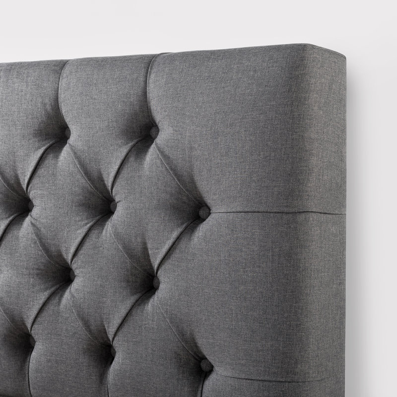 Upholstered Platform Bed, Dark Gray, King