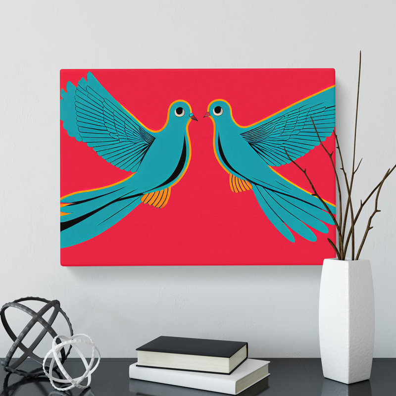 Artsy Dove Birds - Wrapped Canvas, 50cm H x 76cm W x 3cm D