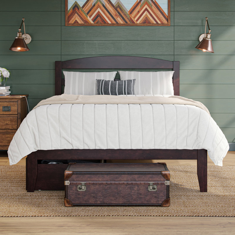 Elliana Solid Wood Platform Bed with Storage Drawers & Built-in Charging Station, Queen, Espresso