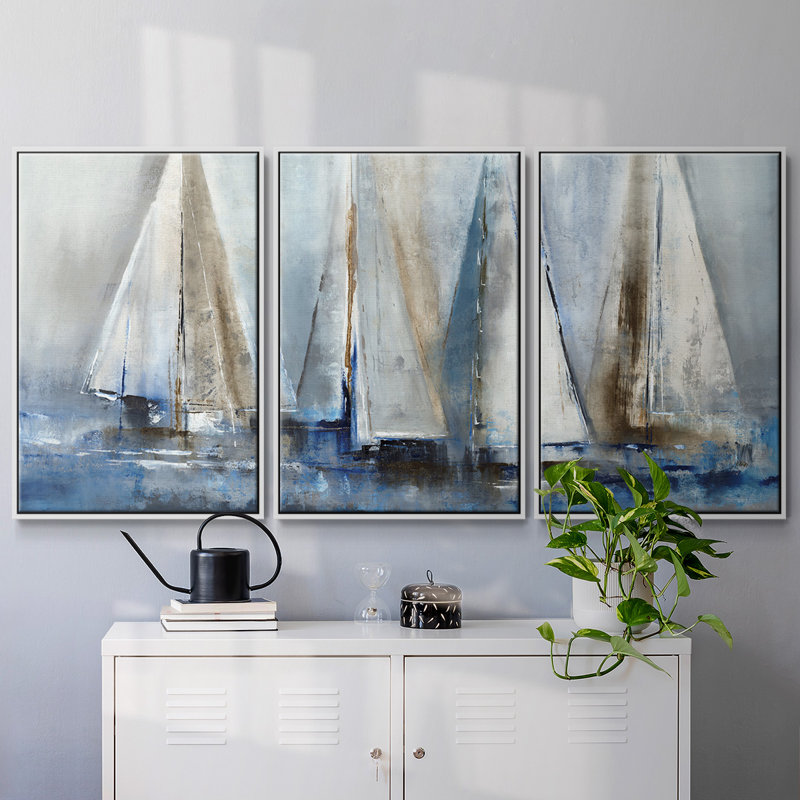 «Quiet Wind II», reproduction sur toile 3 pièces, Blanc, H 36 po x l 75 po x P 2 po