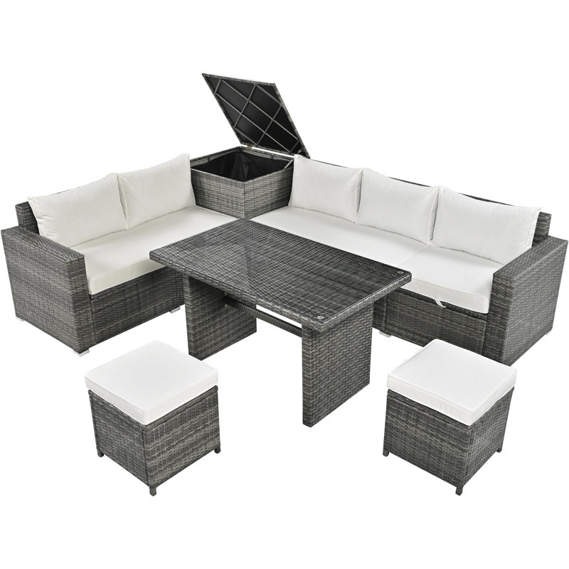 Ensemble de meubles de patio toutes saisons avec coussins Radiance, Gris, Beige