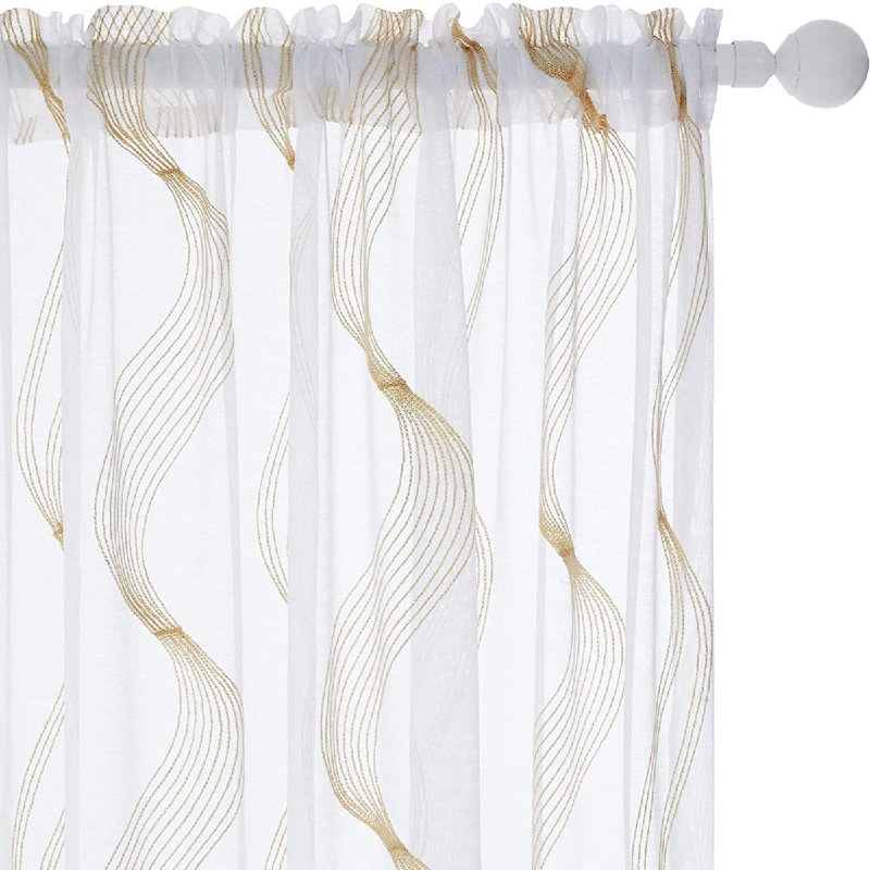 Panneaux de rideaux synthétiques semi-voyants avec passe-tringle, Beige, l 52 po x L 95 po