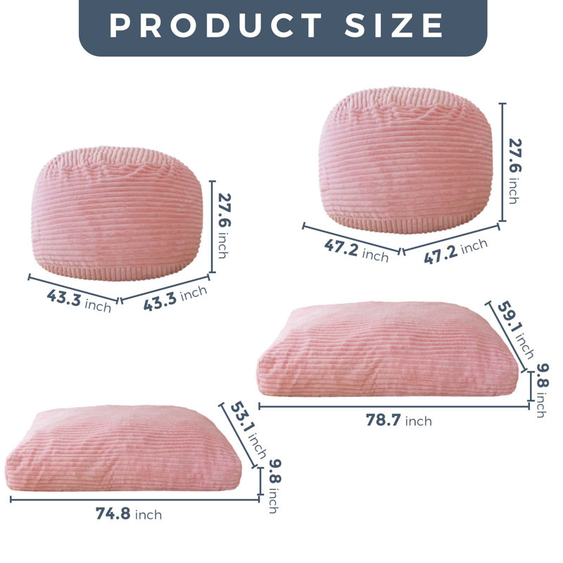 Lit à billes épais et convertible, H 47,20 po x l 47,20 po x P 27,60 po, Rose