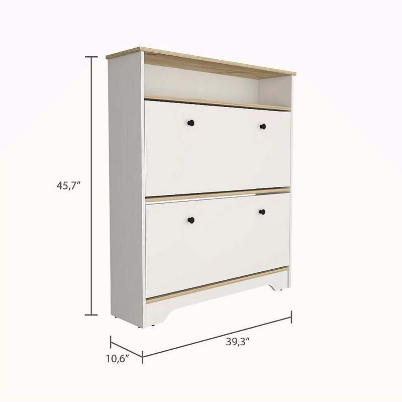 Range-chaussures à 2 tablettes, Blanc